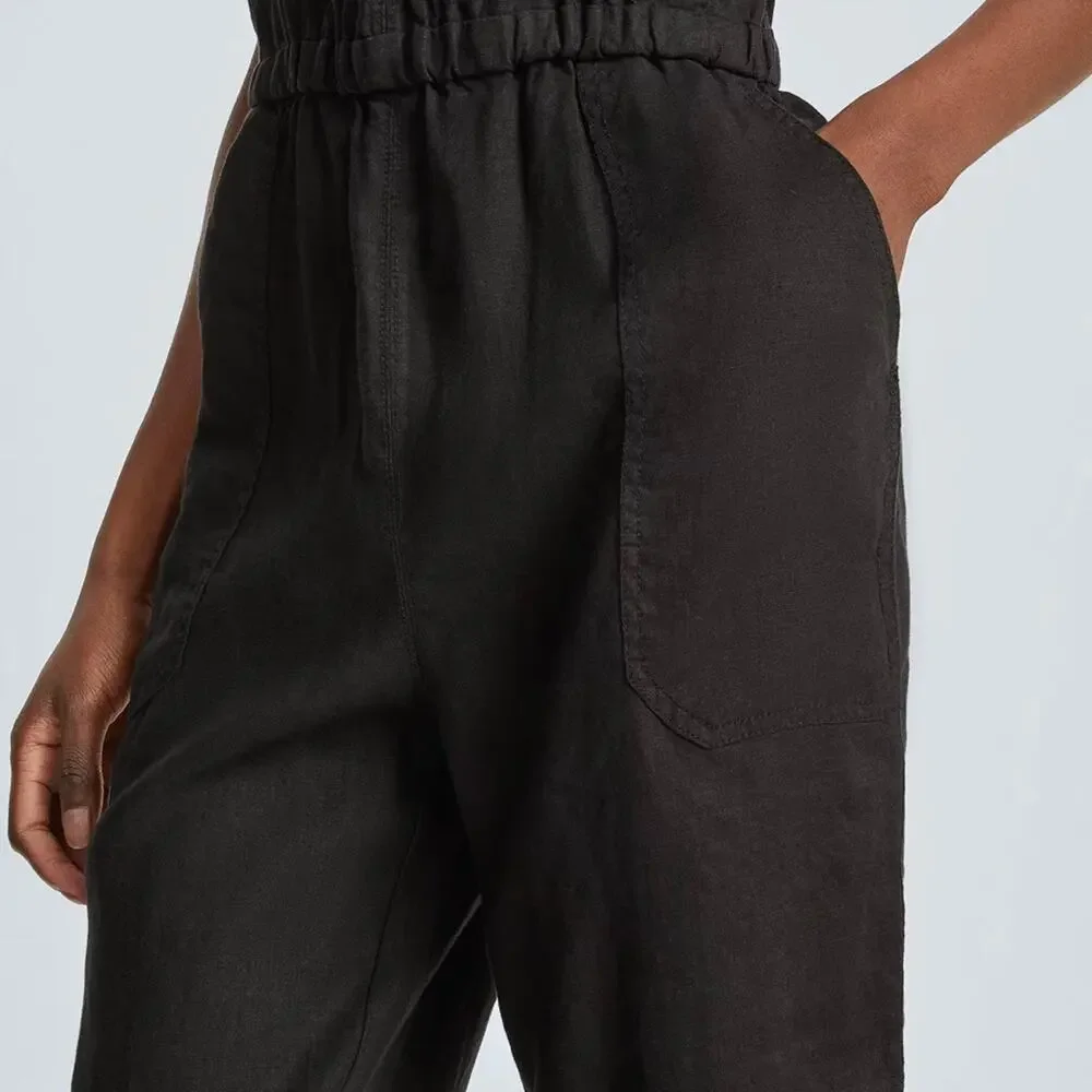 EVERLANE Apron Black Linen Shoestring Jumpsuit Size XXS